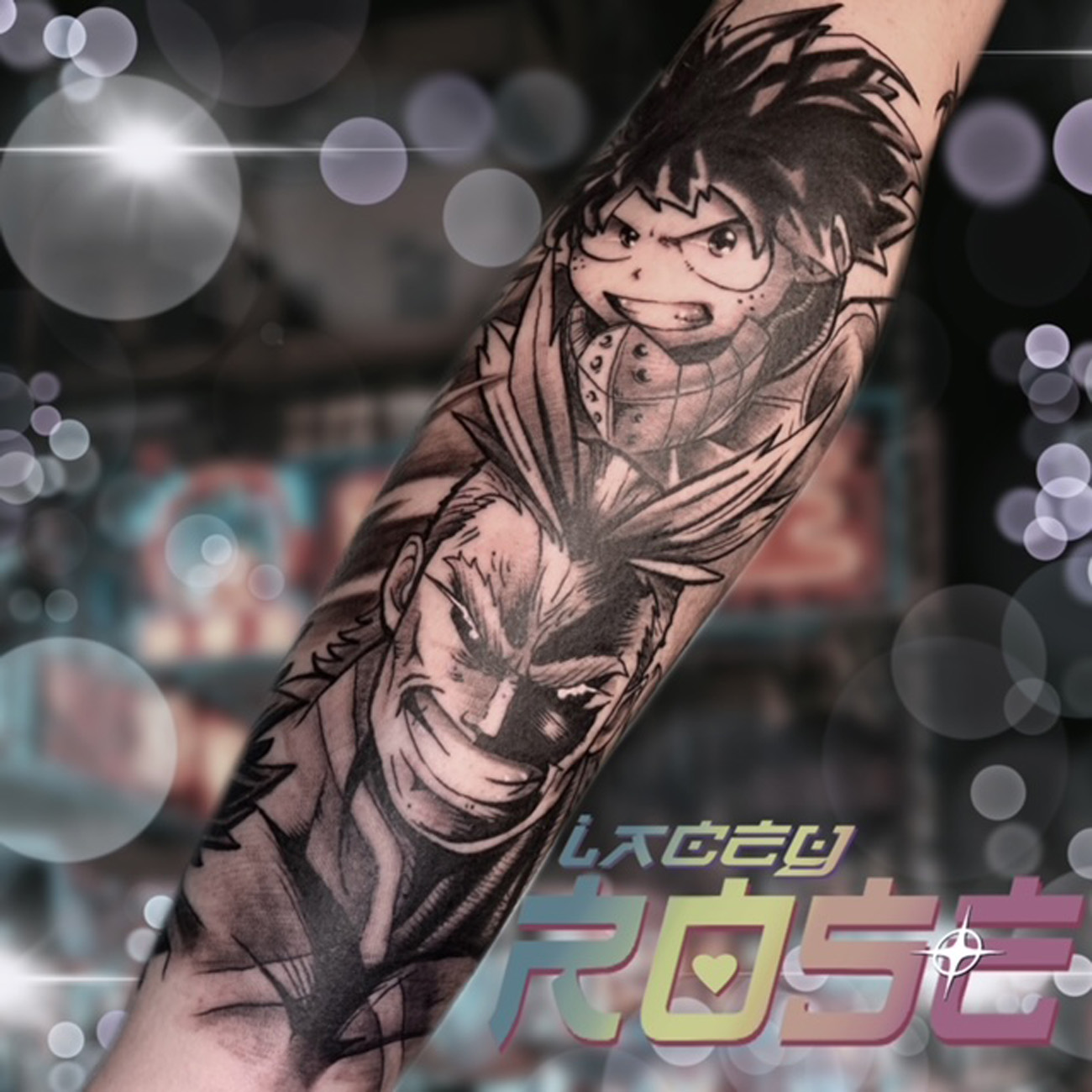 Anime, Black and Gray, Illustrative tattoo by Orlando Tattoo Artist